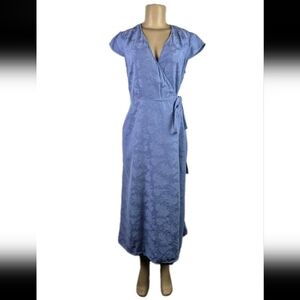 Los Angeles Atelier & Other Stories Blue Floral Jacquard Wrap Maxi Dress Sz 6